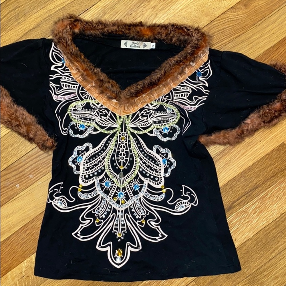 FREE FOR HUMANITY COTTON AND FUR TOP